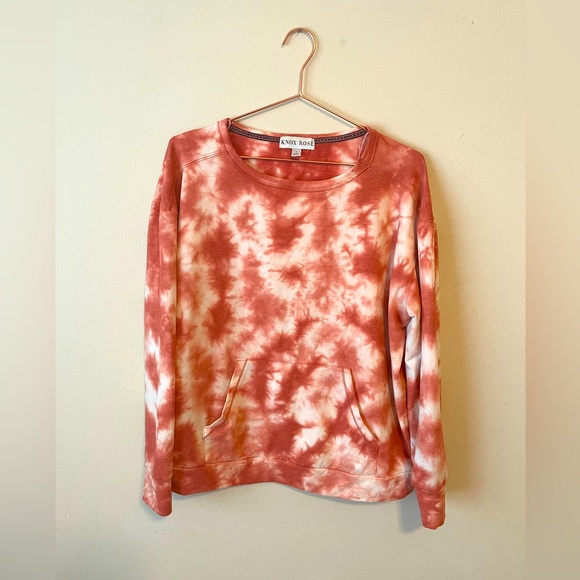 Knox Rose Sweaters - Knox Rose Tie-Dye Sweatshirt – Rust & Cream, Cozy Lounge Pullover 🍂✨
